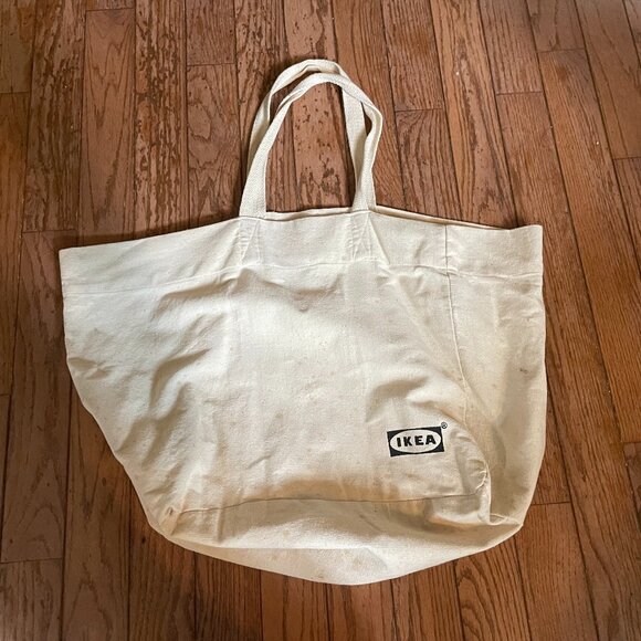 IKEA Handbags - Vintage Large IKEA Heavy Duty Canvas Tote Bag Natural Color